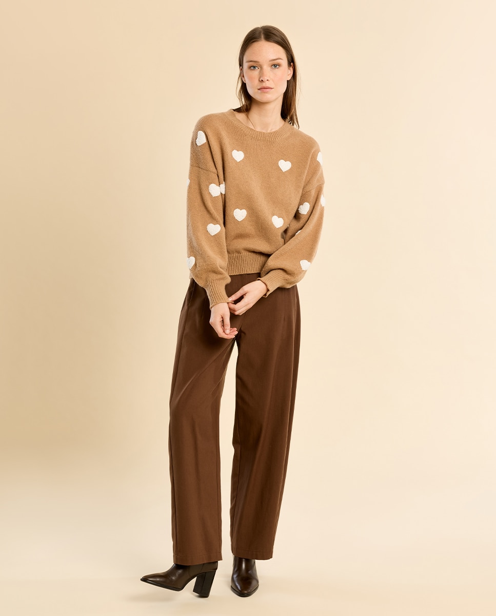 Jersey de mujer de manga larga con estampado - Molly Bracken - Beige Beige-1