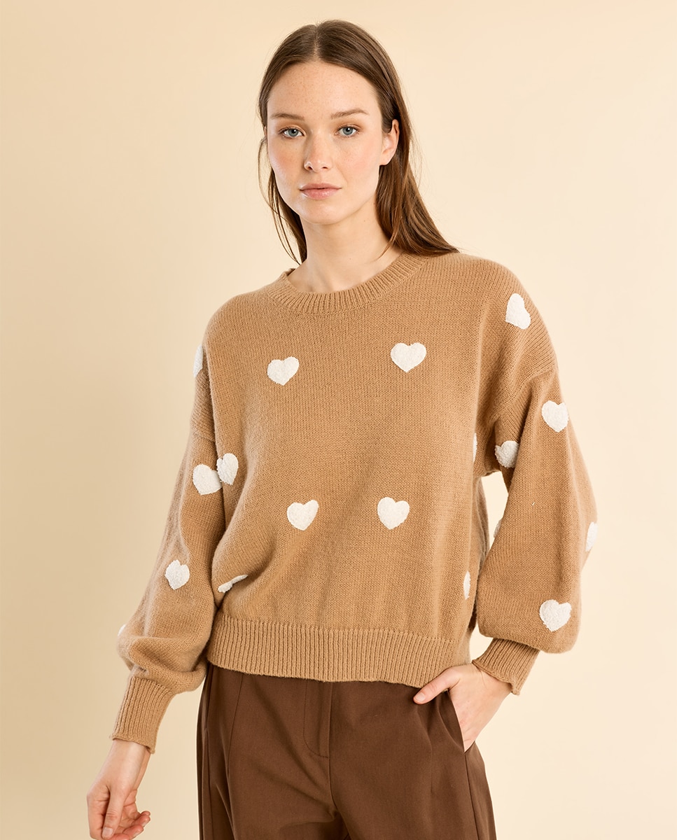 Jersey de mujer de manga larga con estampado - Molly Bracken - Beige Beige-3