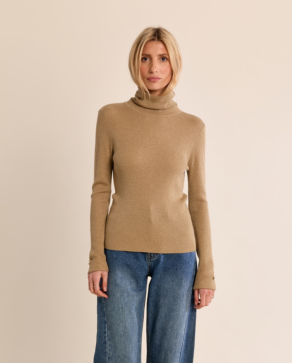 Jersey de mujer liso de manga larga - Molly Bracken - Beige Beige-2