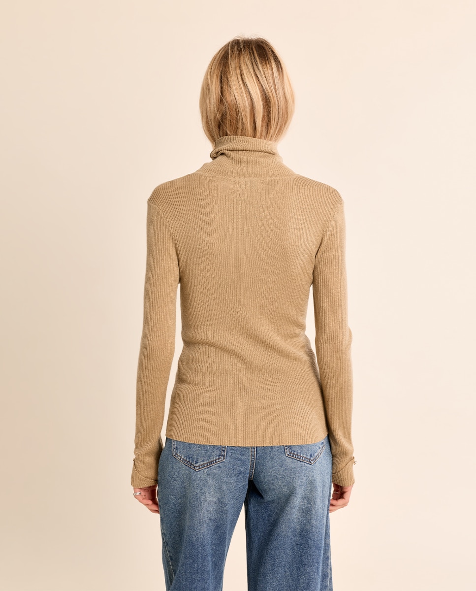 Jersey de mujer liso de manga larga - Molly Bracken - Beige Beige-4