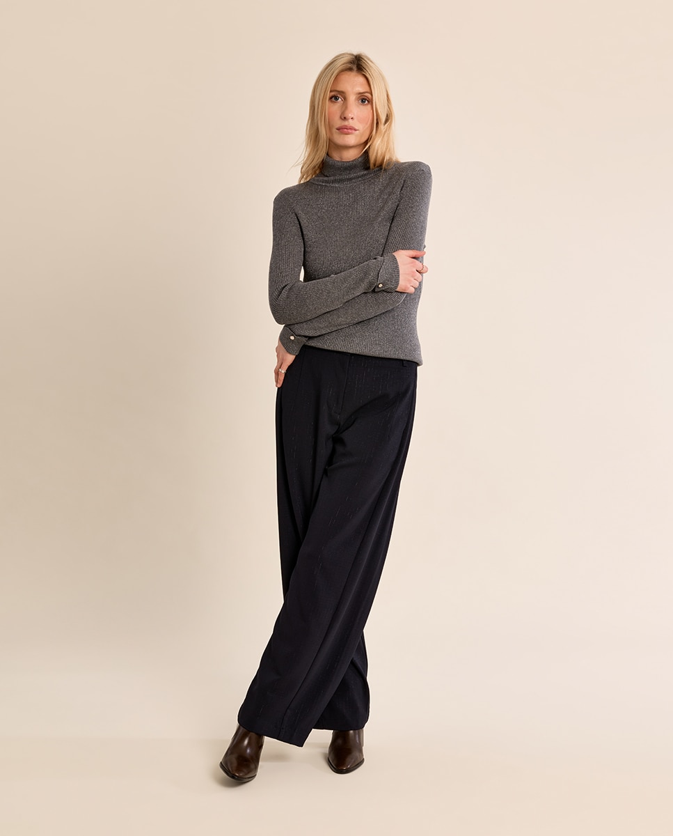 Jersey de mujer liso de manga larga - Molly Bracken - Gris Gris-1