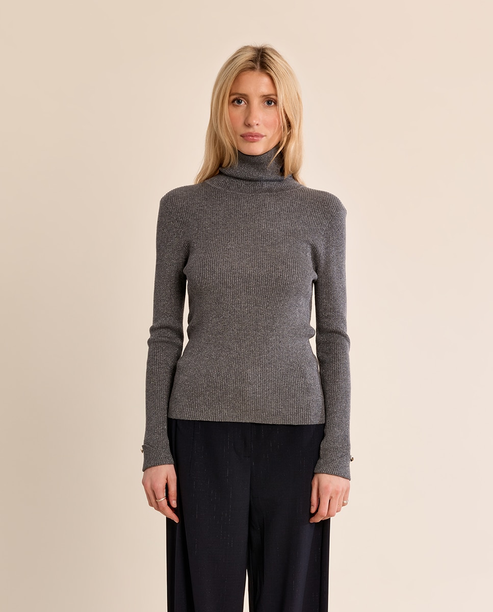 Jersey de mujer liso de manga larga - Molly Bracken - Gris Gris-2