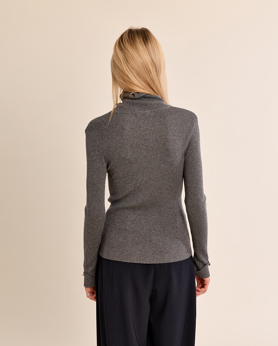 Jersey de mujer liso de manga larga - Molly Bracken - Gris Gris-4