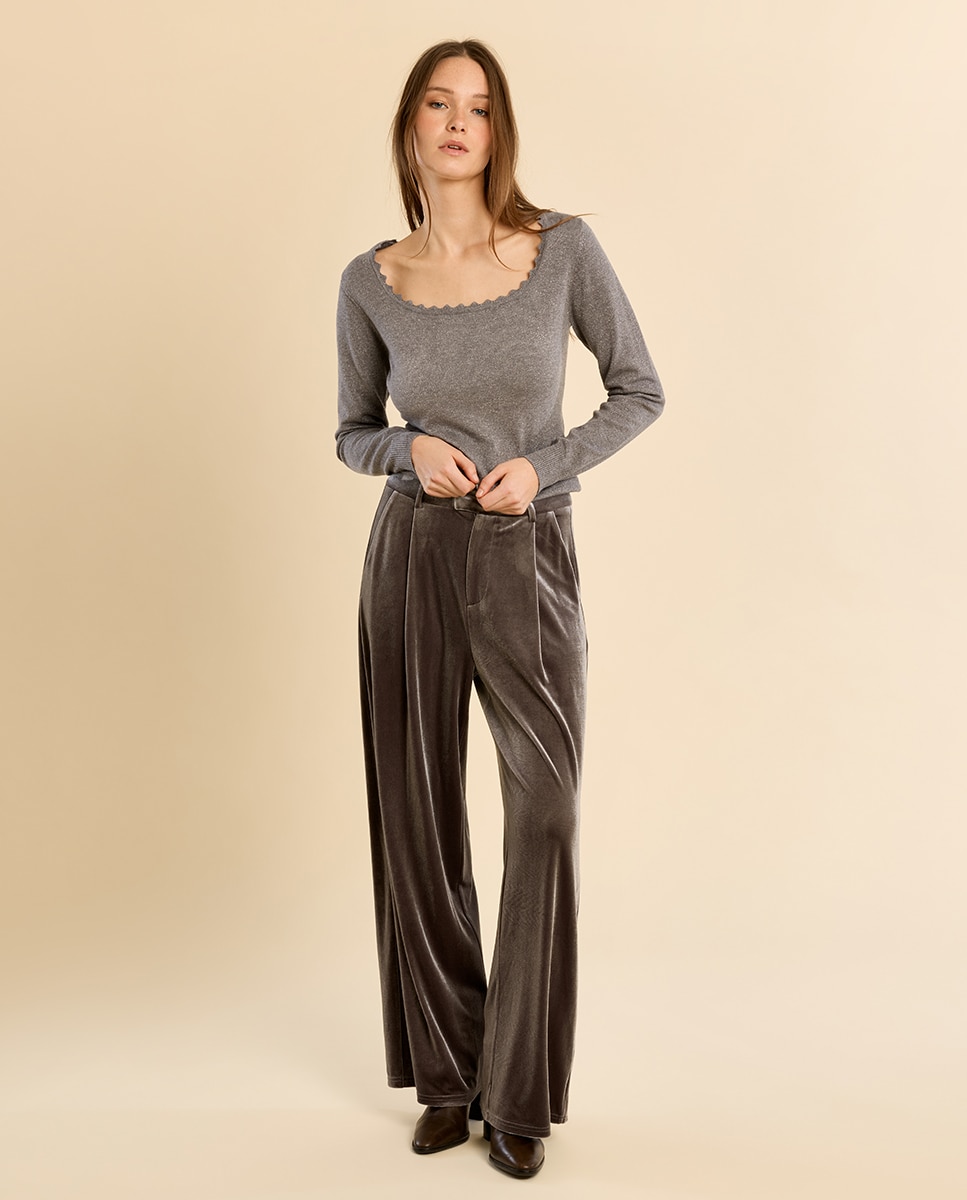 Jersey de mujer de manga larga liso - Molly Bracken - Gris Gris-1