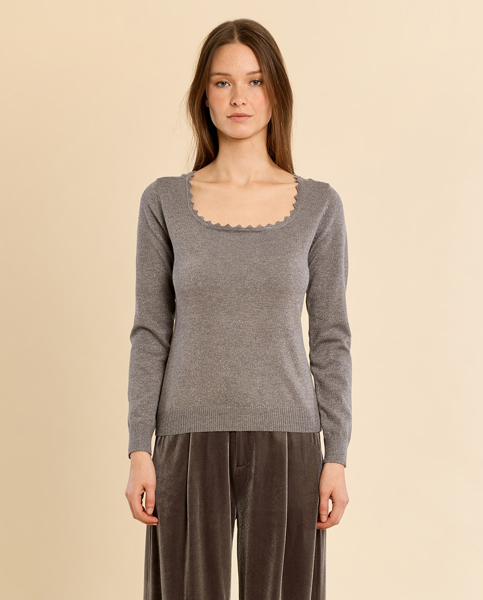 Jersey de mujer de manga larga liso - Molly Bracken - Gris Gris-2