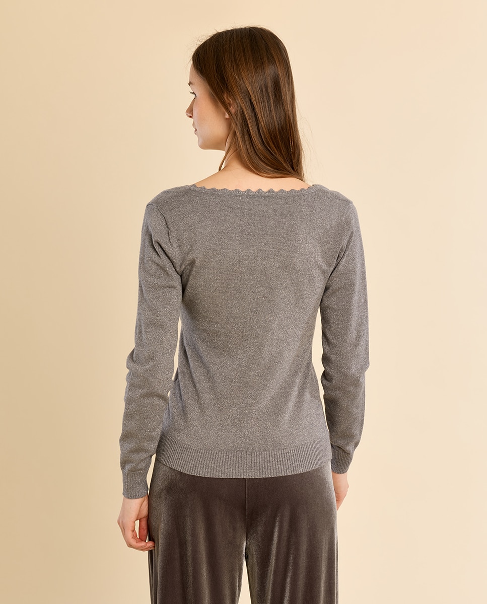 Jersey de mujer de manga larga liso - Molly Bracken - Gris Gris-4
