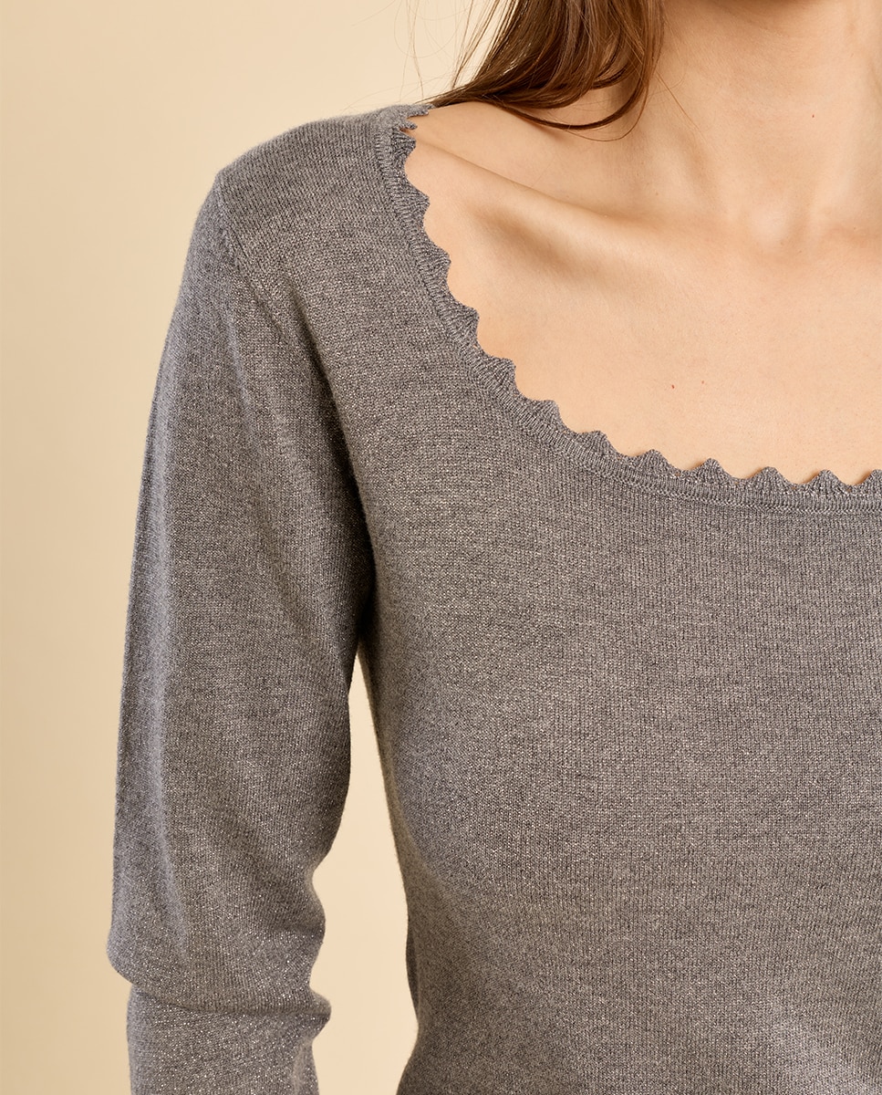 Jersey de mujer de manga larga liso - Molly Bracken - Gris Gris-5