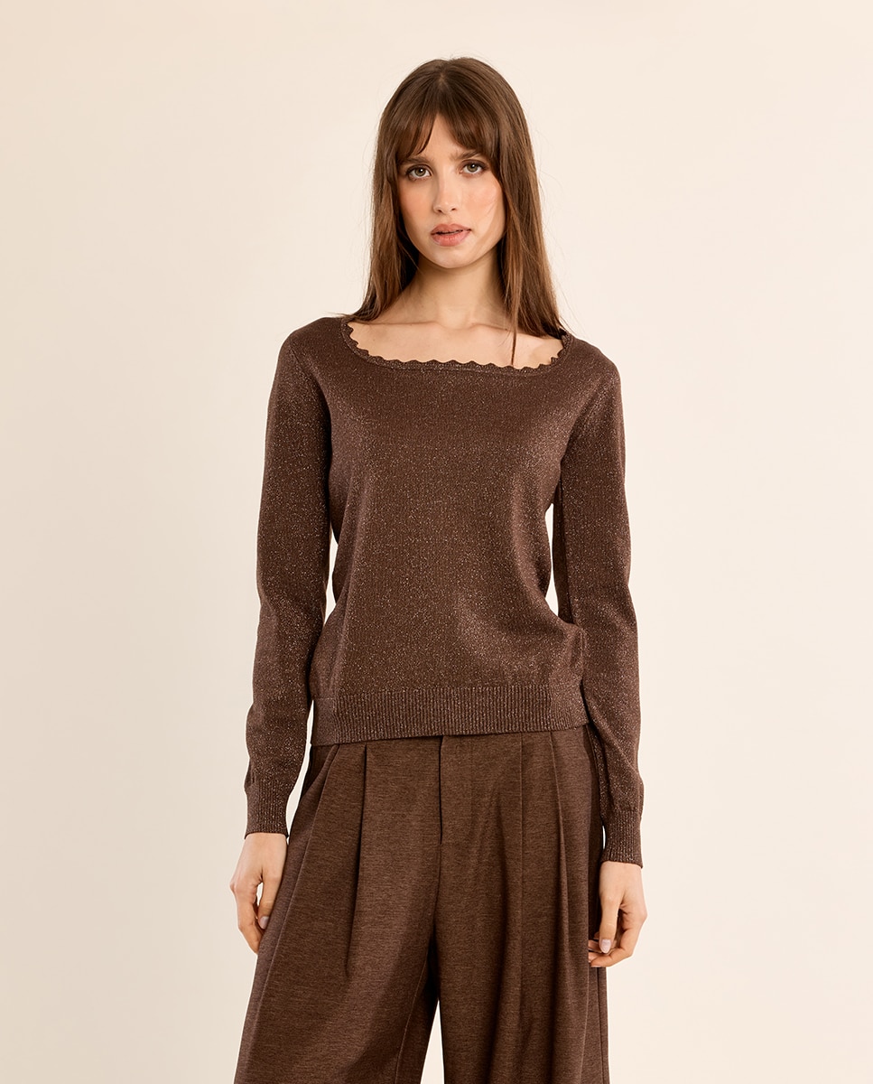 Jersey de mujer de manga larga liso - Molly Bracken - Marrón chocolate Marrón chocolate-2