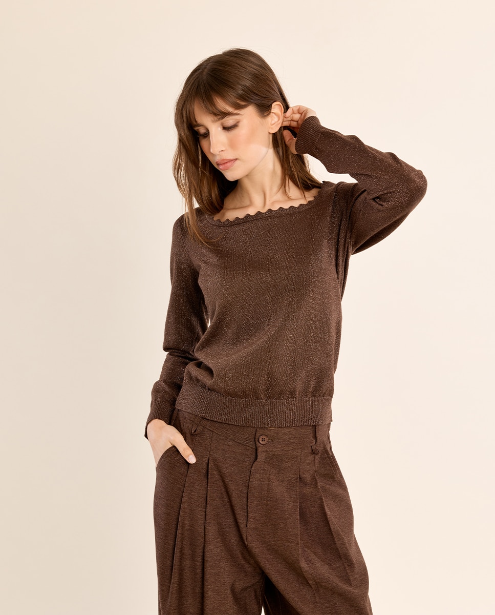 Jersey de mujer de manga larga liso - Molly Bracken - Marrón chocolate Marrón chocolate-3