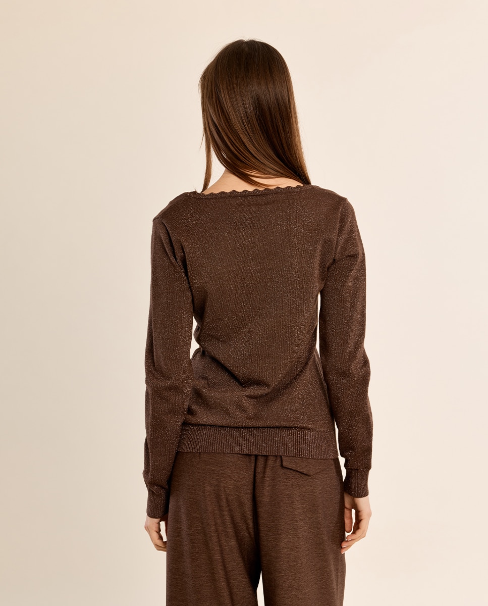 Jersey de mujer de manga larga liso - Molly Bracken - Marrón chocolate Marrón chocolate-4