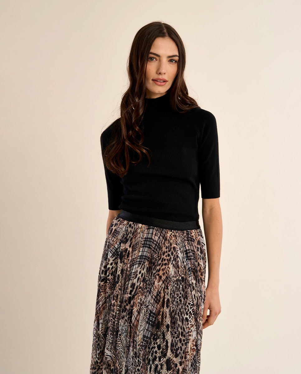 Jersey de mujer de manga corta detalle botones - Molly Bracken - Negro Negro-3