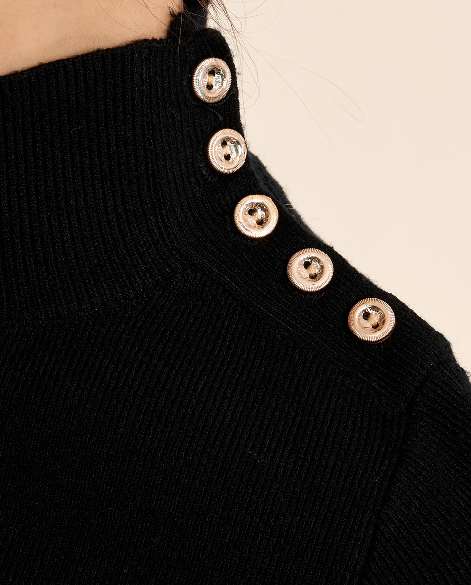 Jersey de mujer de manga corta detalle botones - Molly Bracken - Negro Negro-5
