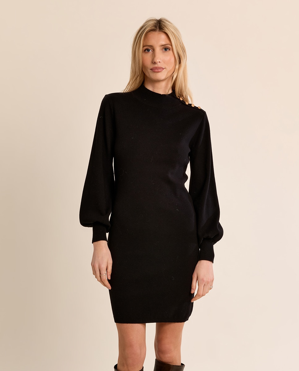 Vestido corto detalle botones - Molly Bracken - Negro Negro-2