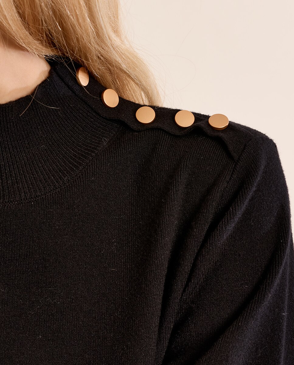 Vestido corto detalle botones - Molly Bracken - Negro Negro-5