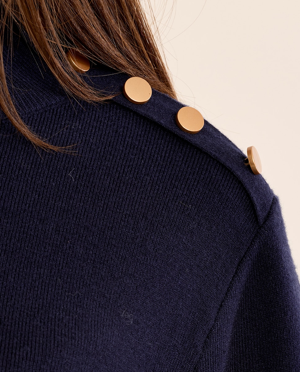 Vestido corto detalle botones - Molly Bracken - Azul marino Azul marino-5