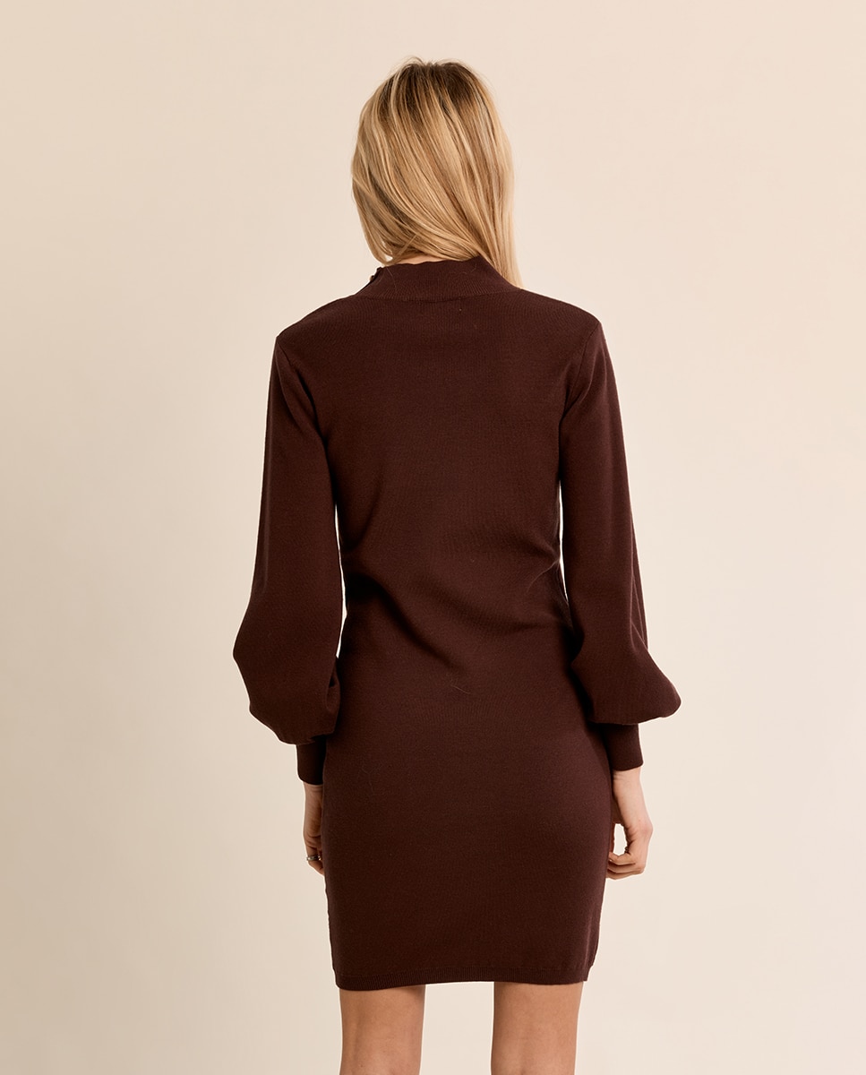 Vestido corto detalle botones - Molly Bracken - Marrón chocolate Marrón chocolate-4