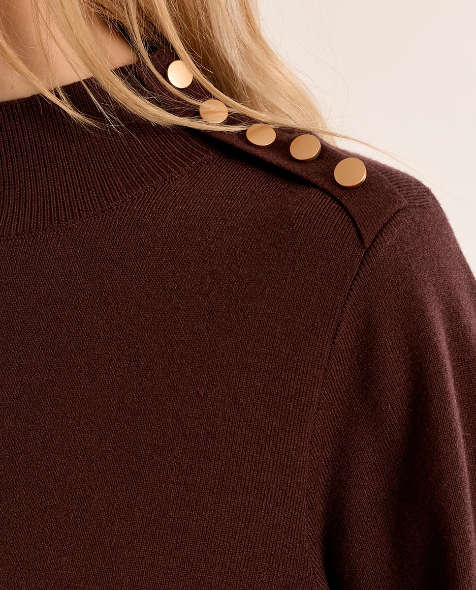 Vestido corto detalle botones - Molly Bracken - Marrón chocolate Marrón chocolate-5