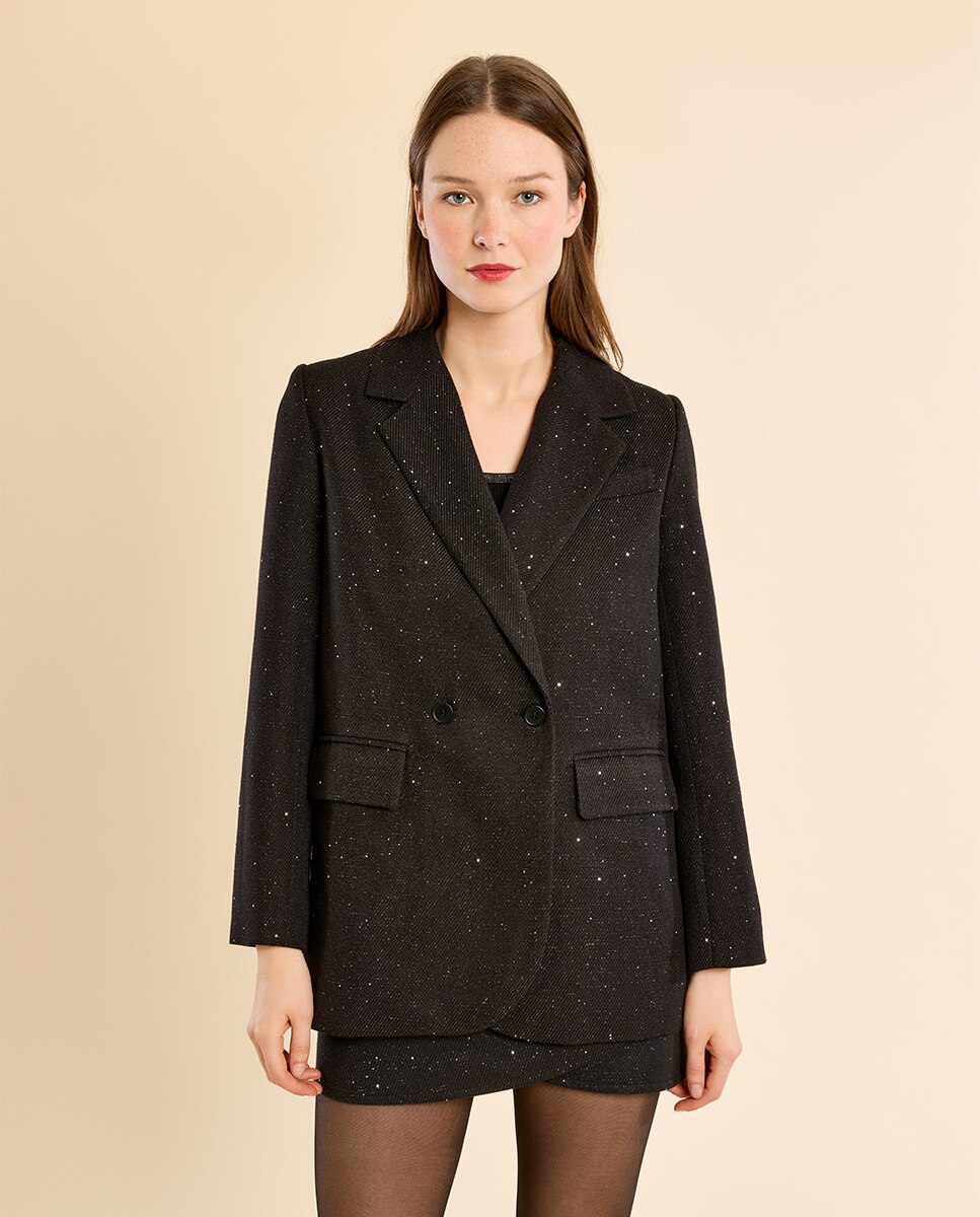 Blazer de mujer de manga larga cuello y solapa - Molly Bracken - Negro Negro-2