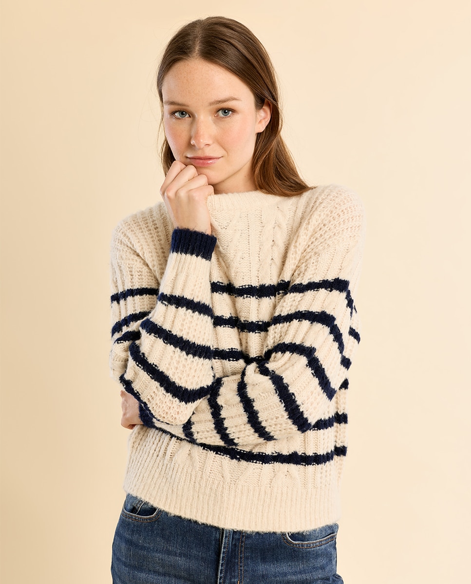 Jersey de mujer de manga larga con estampado - Molly Bracken - Crudo Crudo-3