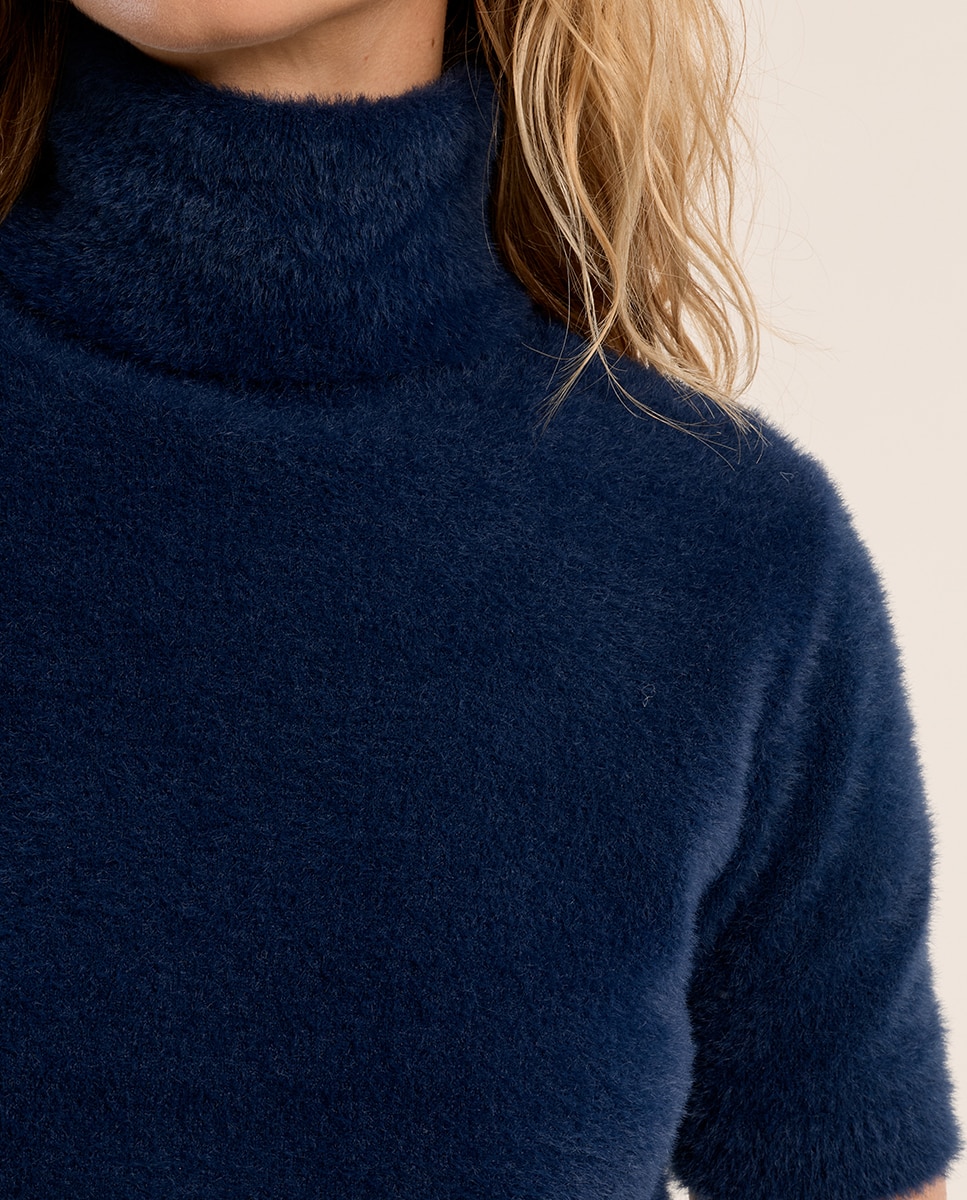 Jersey de mujer de manga corta cuello alto - Molly Bracken - Azul Azul-5