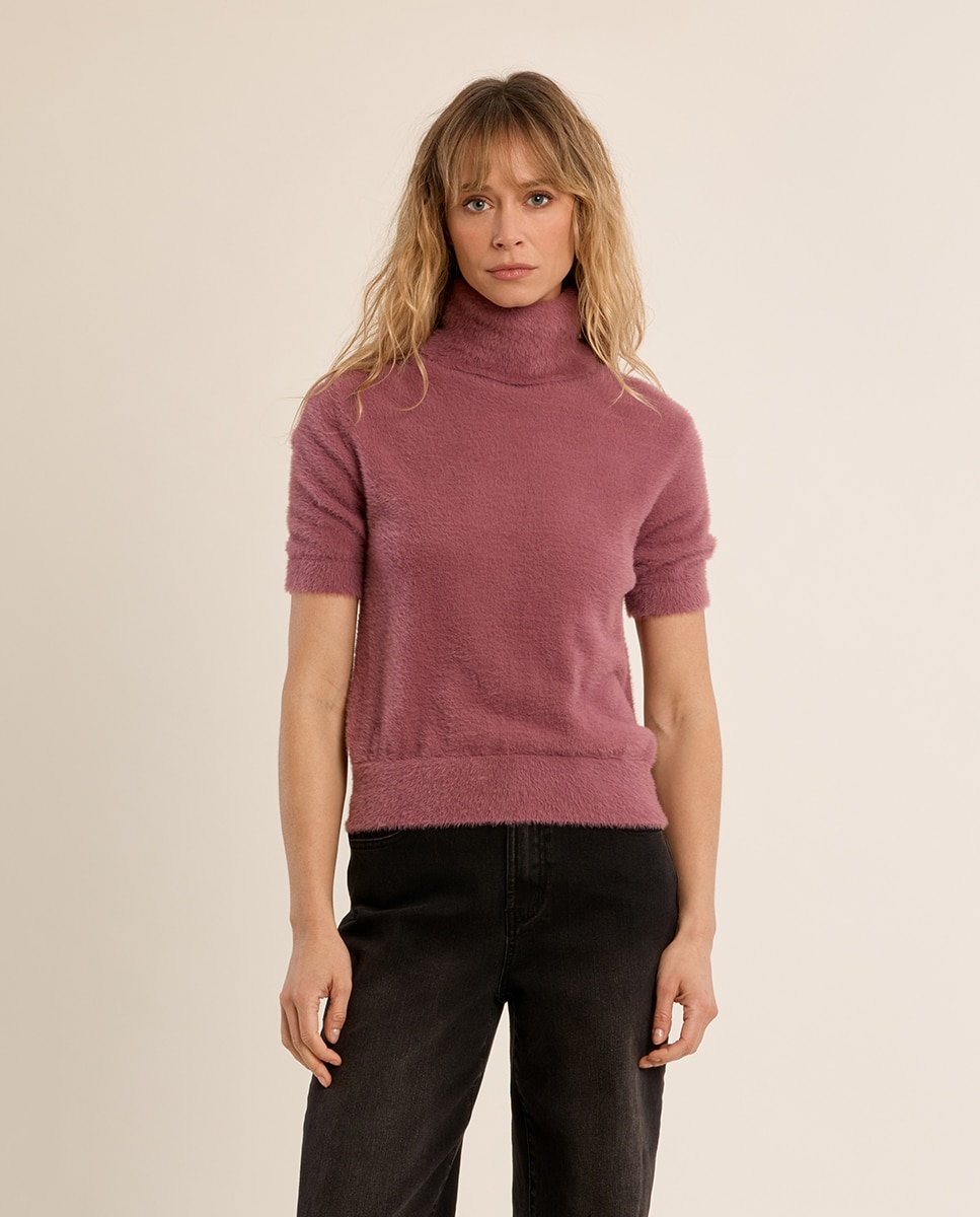 Jersey de mujer de manga corta cuello alto - Molly Bracken - Morado Morado-2