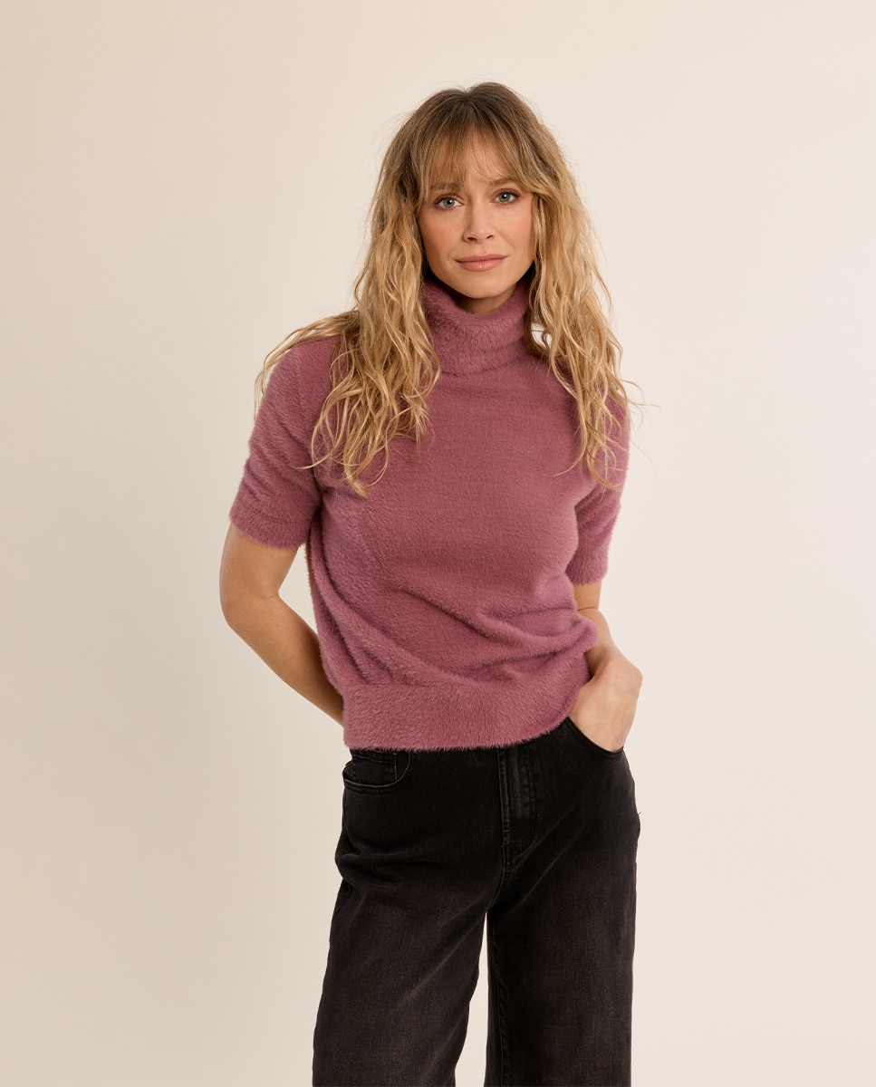 Jersey de mujer de manga corta cuello alto - Molly Bracken - Morado Morado-3