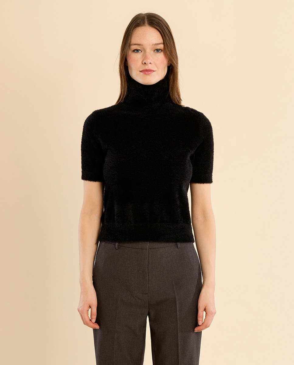 Jersey de mujer de manga corta cuello alto - Molly Bracken - Negro Negro-2