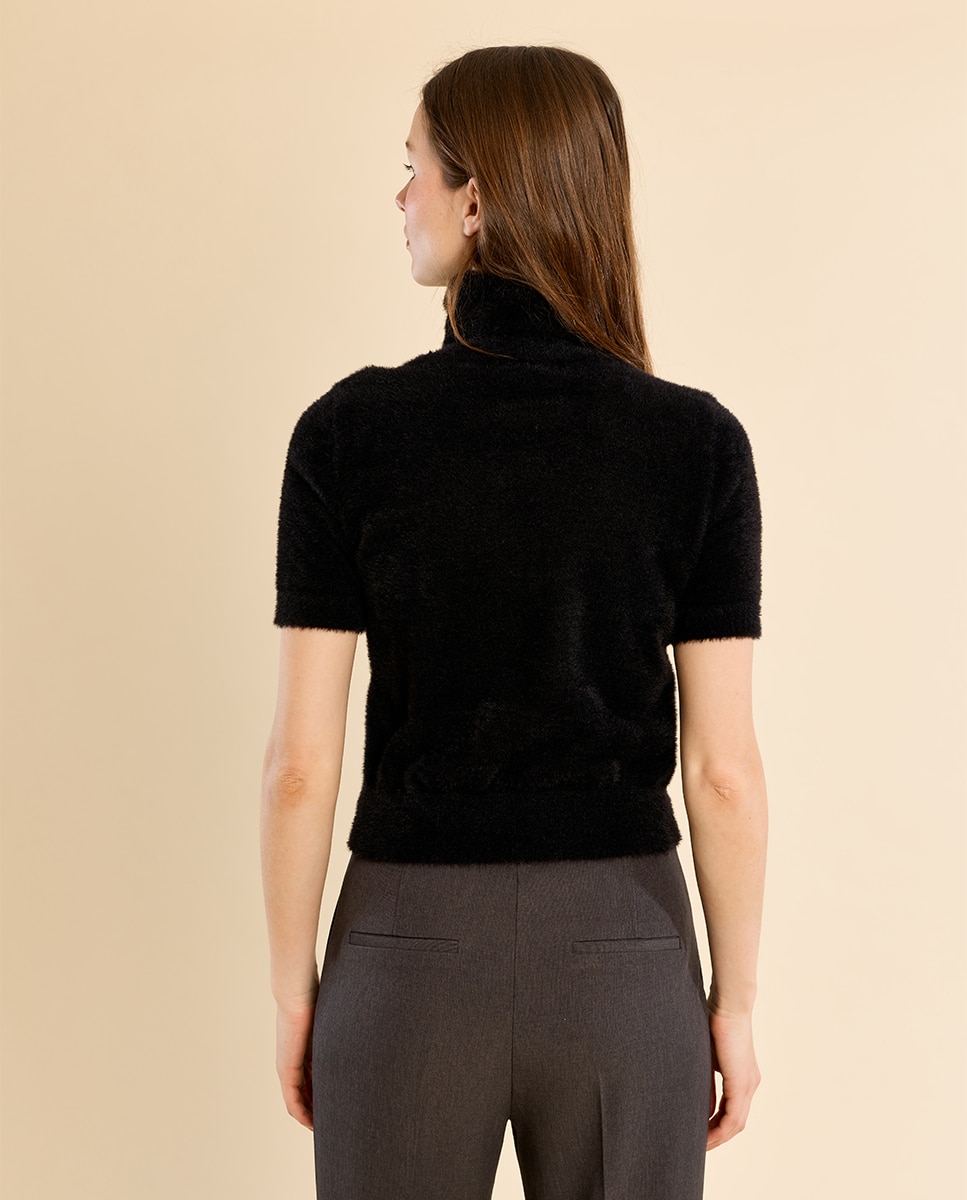 Jersey de mujer de manga corta cuello alto - Molly Bracken - Negro Negro-4