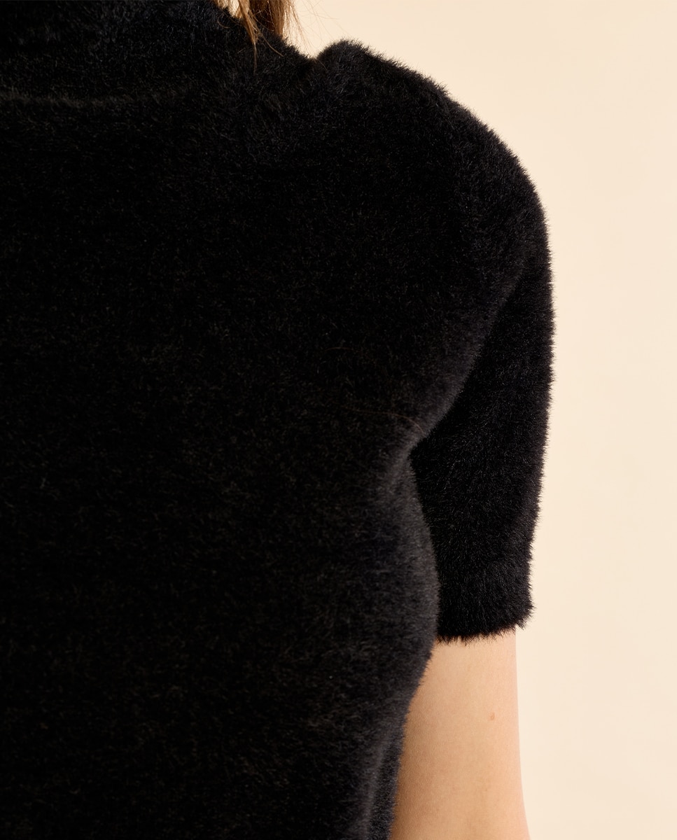 Jersey de mujer de manga corta cuello alto - Molly Bracken - Negro Negro-5