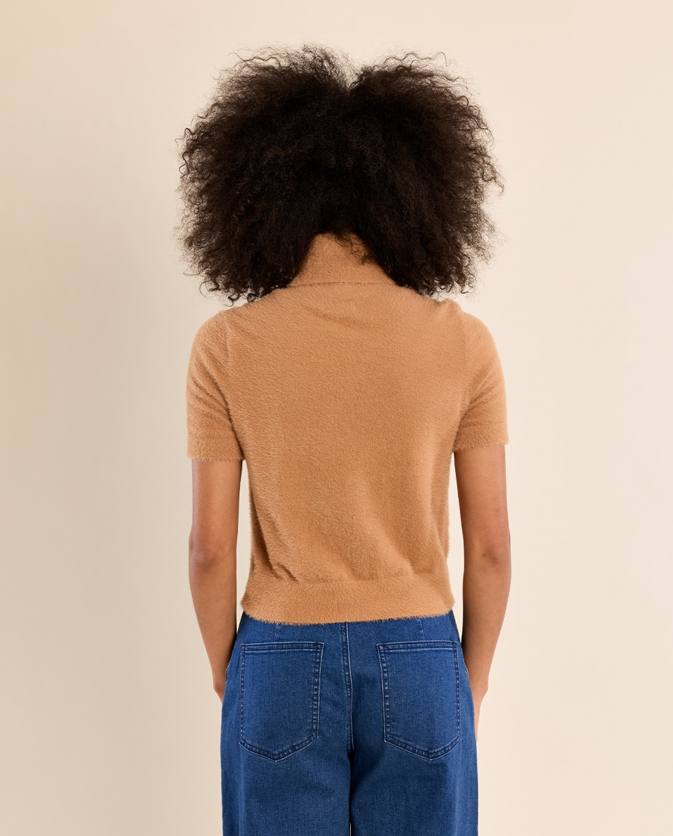 Jersey de mujer de manga corta cuello alto - Molly Bracken - Camel Camel-4
