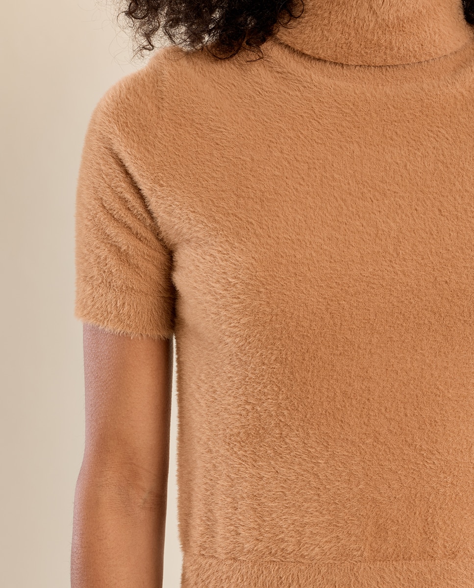 Jersey de mujer de manga corta cuello alto - Molly Bracken - Camel Camel-5