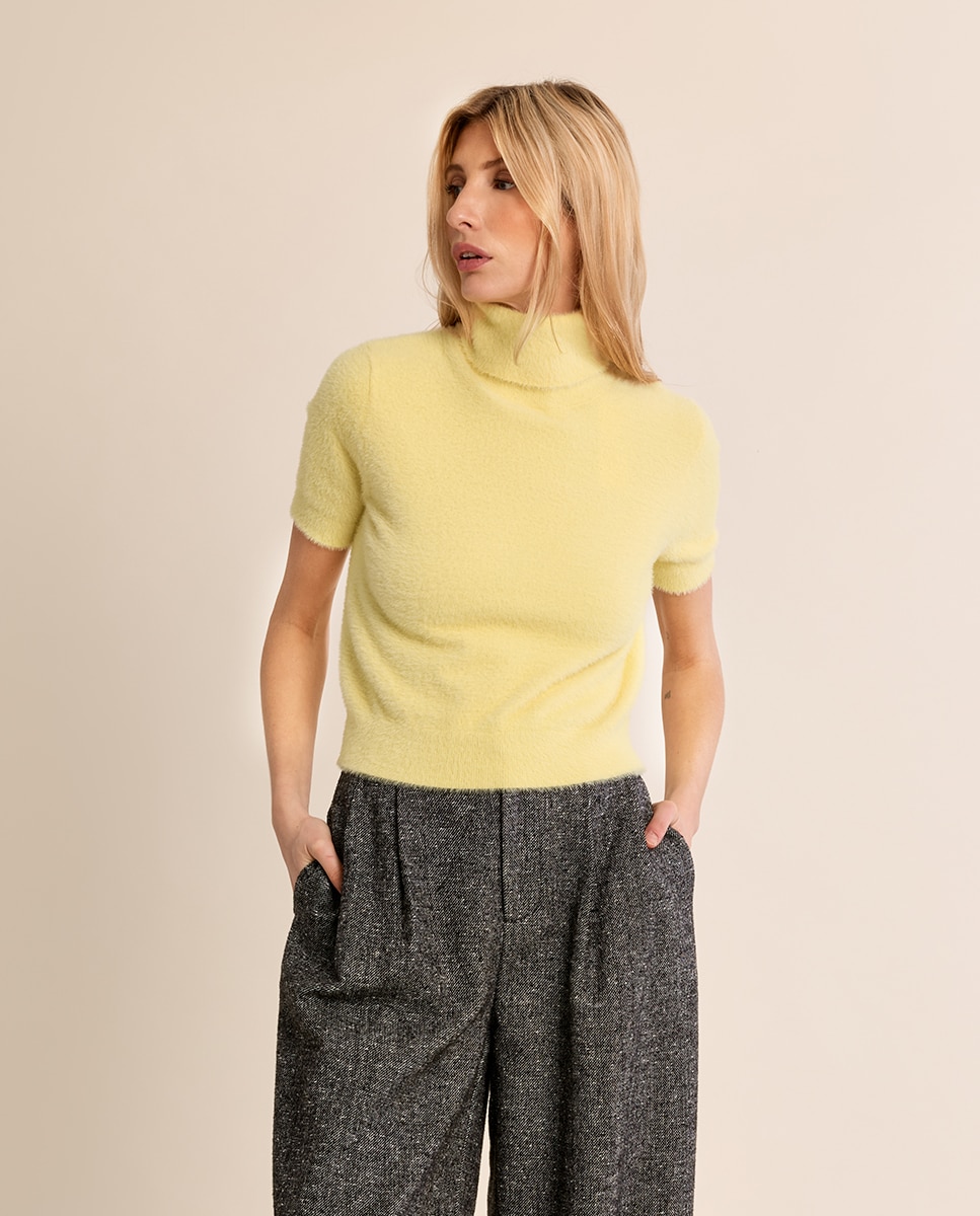 Jersey de mujer de manga corta cuello alto - Molly Bracken - Amarillo Amarillo-3