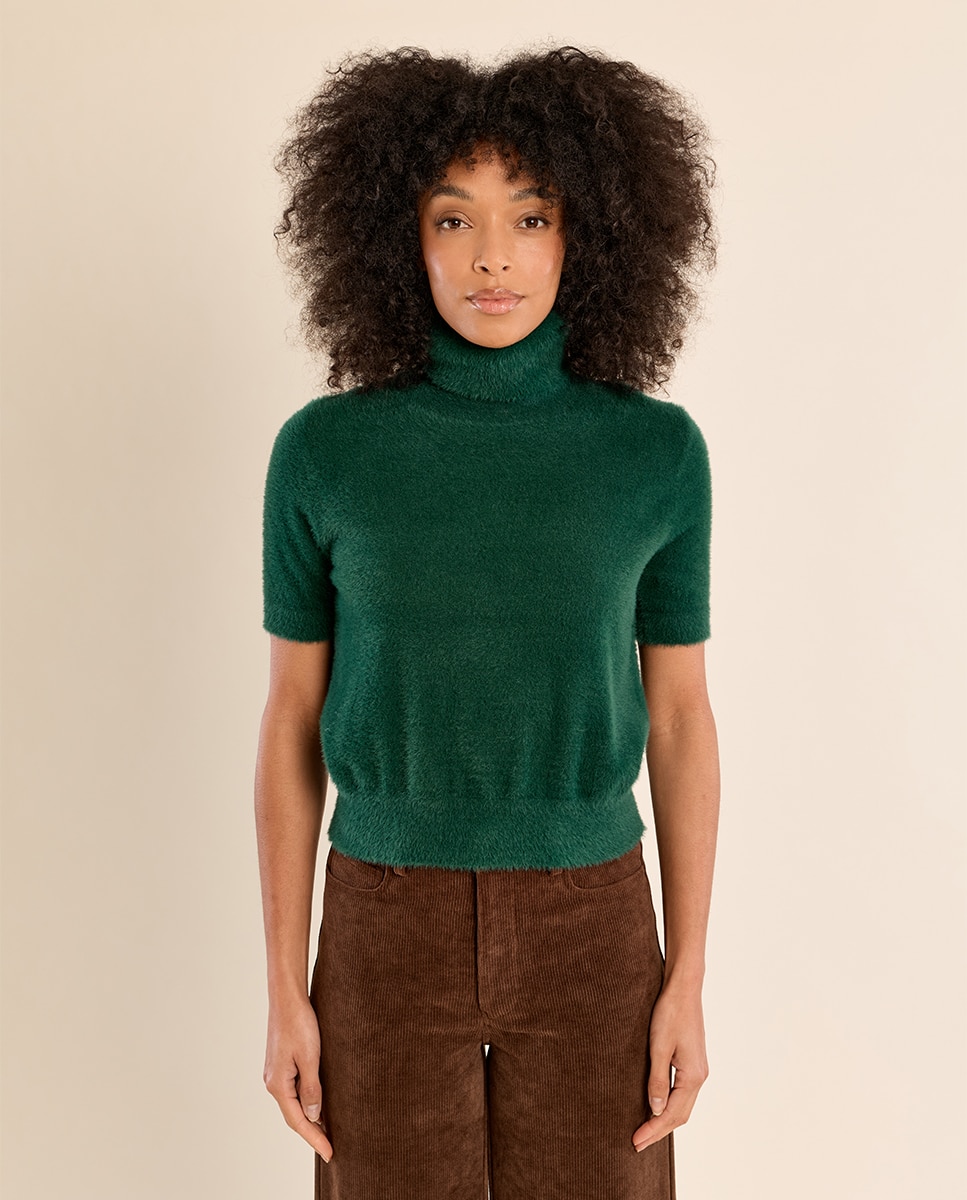 Jersey de mujer de manga corta cuello alto - Molly Bracken - Verde oscuro Verde oscuro-2