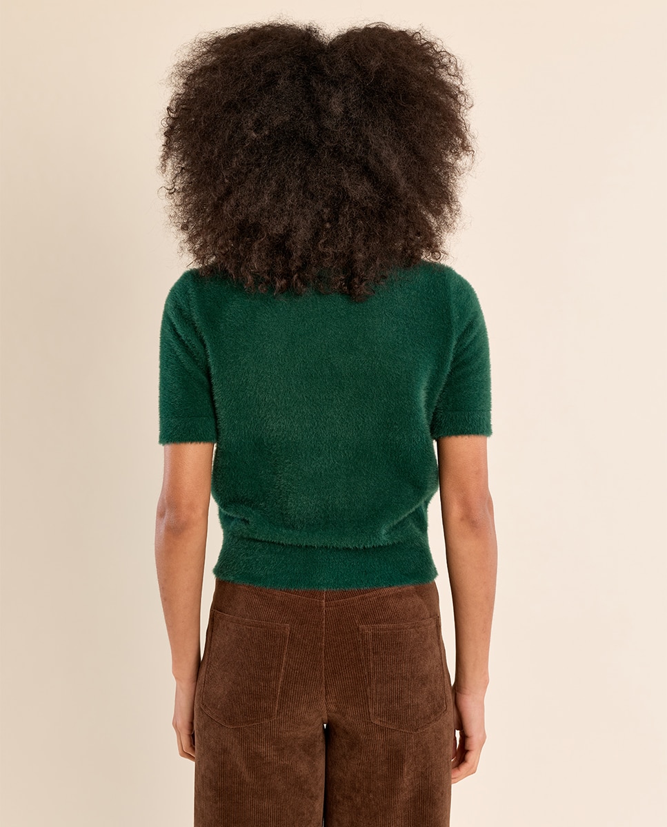 Jersey de mujer de manga corta cuello alto - Molly Bracken - Verde oscuro Verde oscuro-4