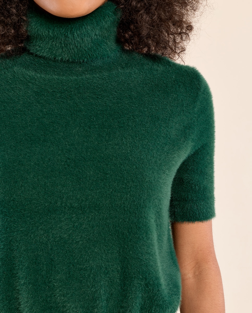 Jersey de mujer de manga corta cuello alto - Molly Bracken - Verde oscuro Verde oscuro-5