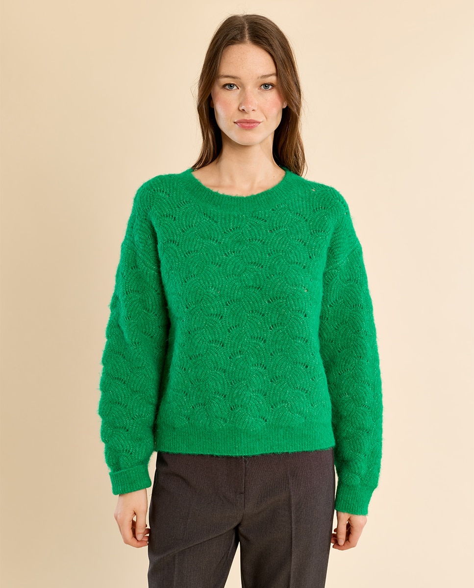 Jersey de mujer de manga larga en punto bordado - Molly Bracken - Verde Verde-2