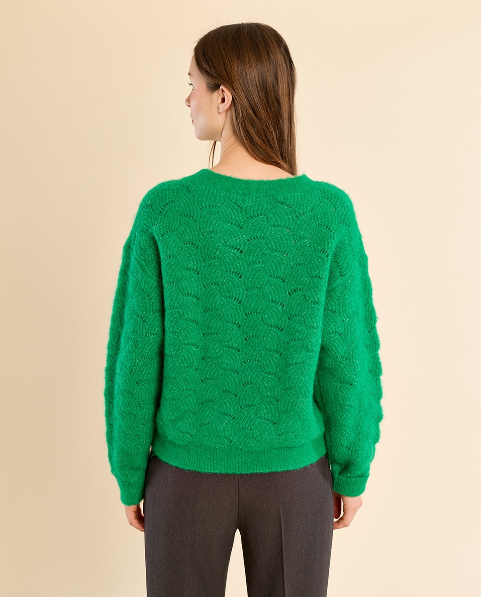 Jersey de mujer de manga larga en punto bordado - Molly Bracken - Verde Verde-4