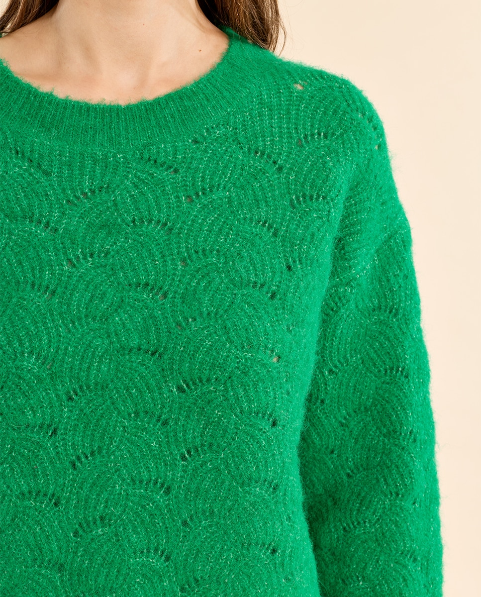 Jersey de mujer de manga larga en punto bordado - Molly Bracken - Verde Verde-5