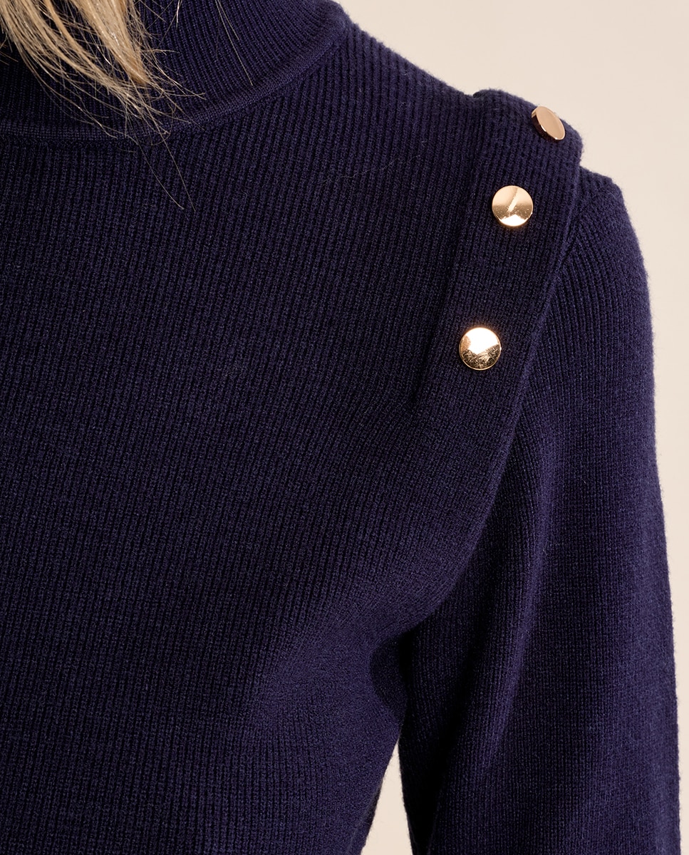 Jersey de mujer de manga larga detalle abalorios - Molly Bracken - Azul marino Azul marino-5