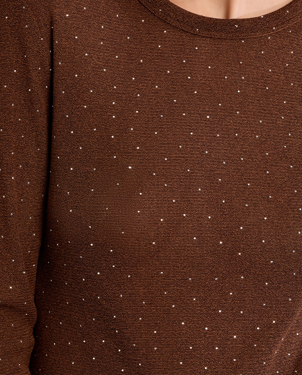 Jersey de mujer de manga larga detalle lunares - Molly Bracken - Marrón chocolate Marrón chocolate-5