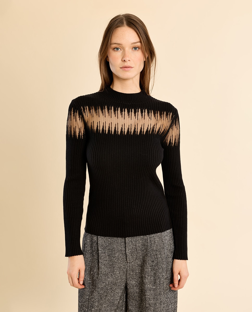 Jersey de mujer de manga larga con estampado - Molly Bracken - Negro Negro-2