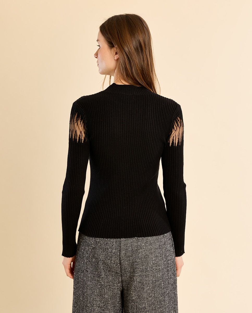 Jersey de mujer de manga larga con estampado - Molly Bracken - Negro Negro-4