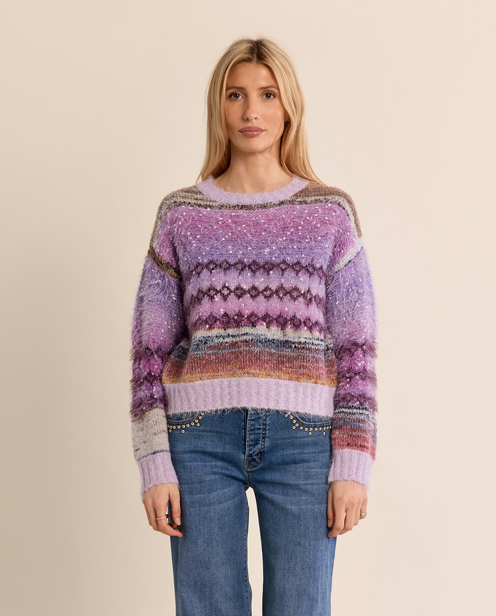 Jersey de mujer de manga larga con estampado - Molly Bracken - Morado Morado-2