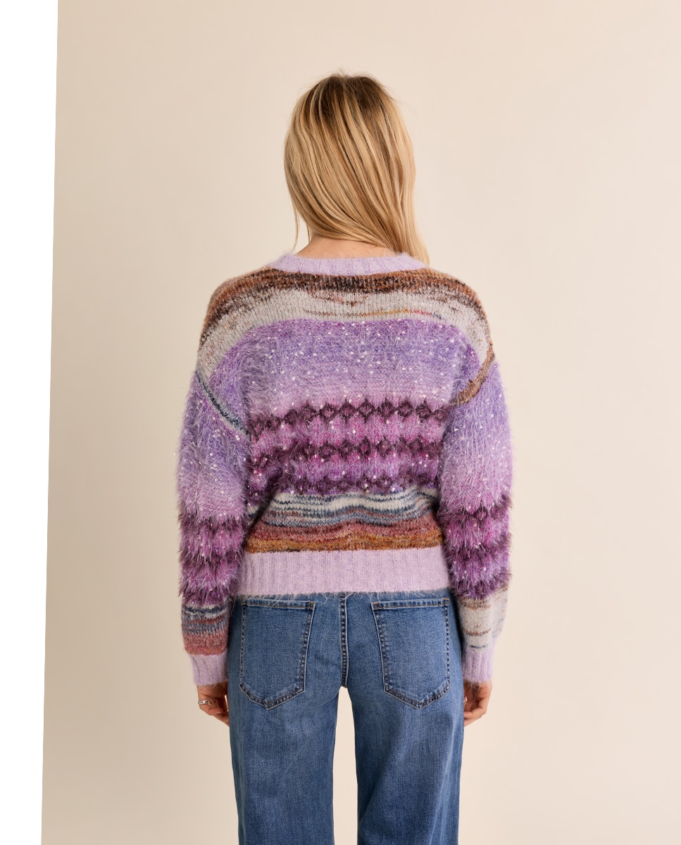 Jersey de mujer de manga larga con estampado - Molly Bracken - Morado Morado-4