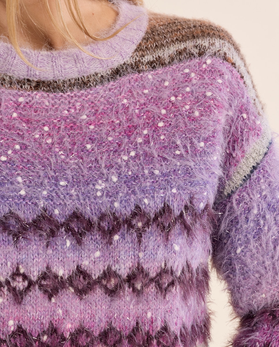 Jersey de mujer de manga larga con estampado - Molly Bracken - Morado Morado-5
