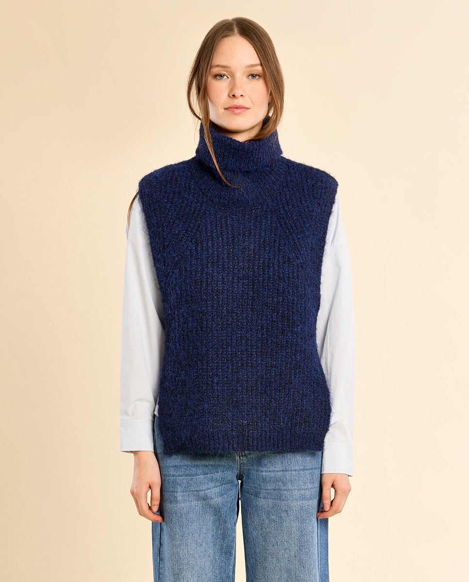 Jersey de mujer sin manga con aberturas - Molly Bracken - Azul marino Azul marino-2