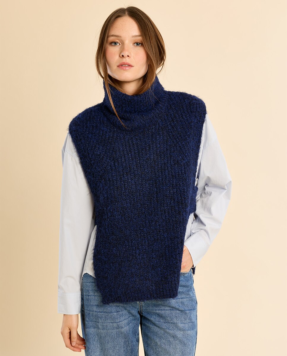 Jersey de mujer sin manga con aberturas - Molly Bracken - Azul marino Azul marino-3