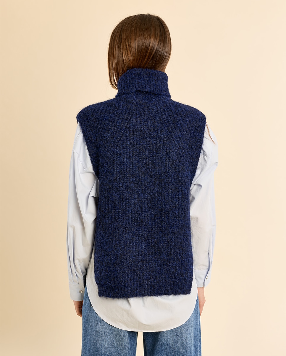 Jersey de mujer sin manga con aberturas - Molly Bracken - Azul marino Azul marino-4