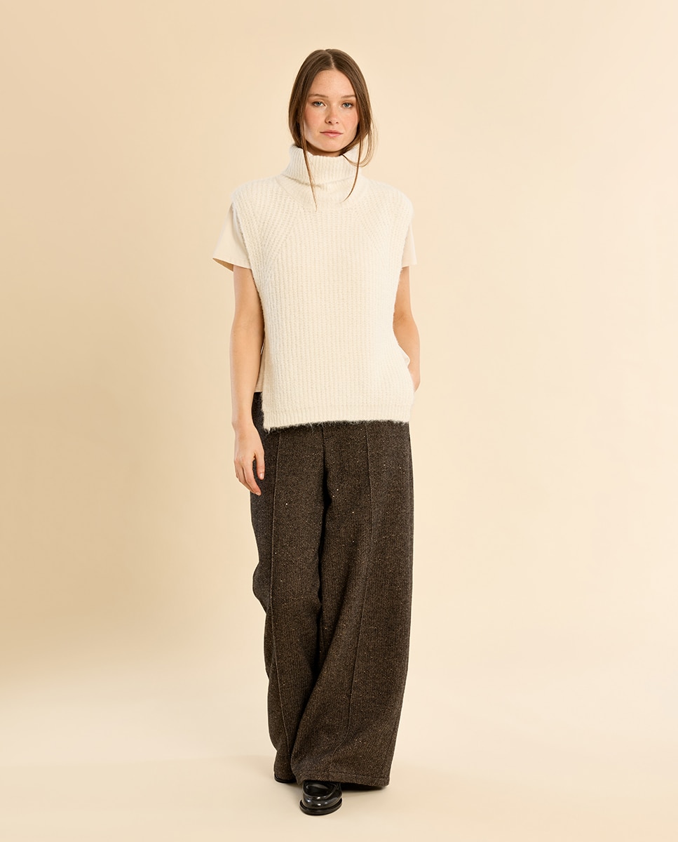 Jersey de mujer sin manga con aberturas - Molly Bracken - Crudo Crudo-1