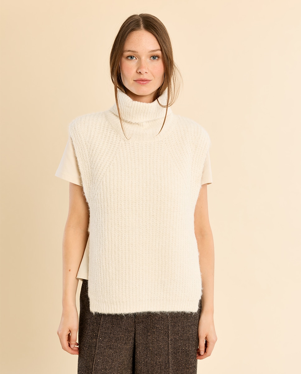 Jersey de mujer sin manga con aberturas - Molly Bracken - Crudo Crudo-2